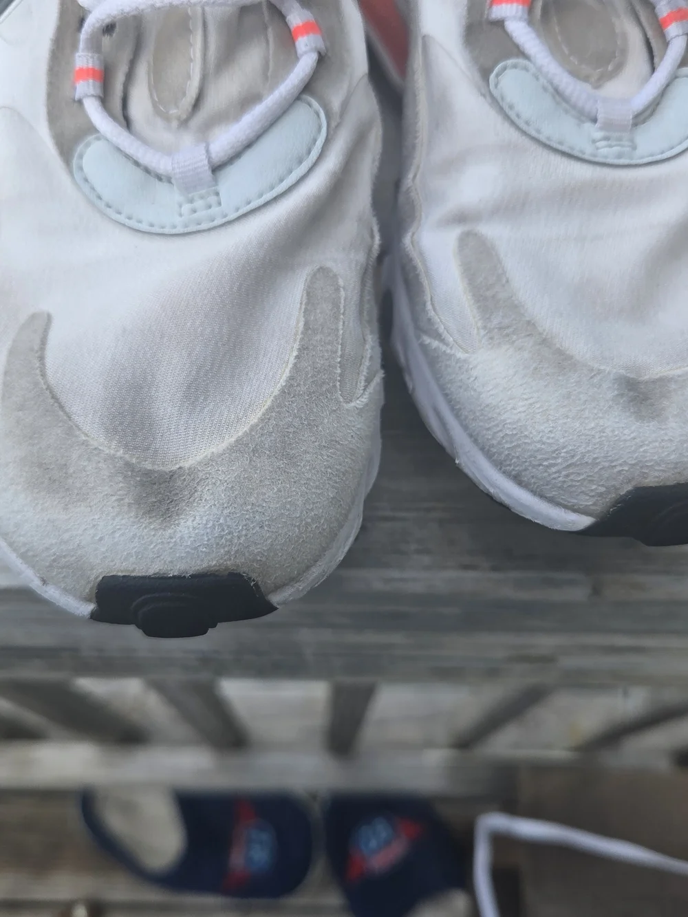 Nike White, Gray & Black Athletic Sneakers with Orange Air Accent